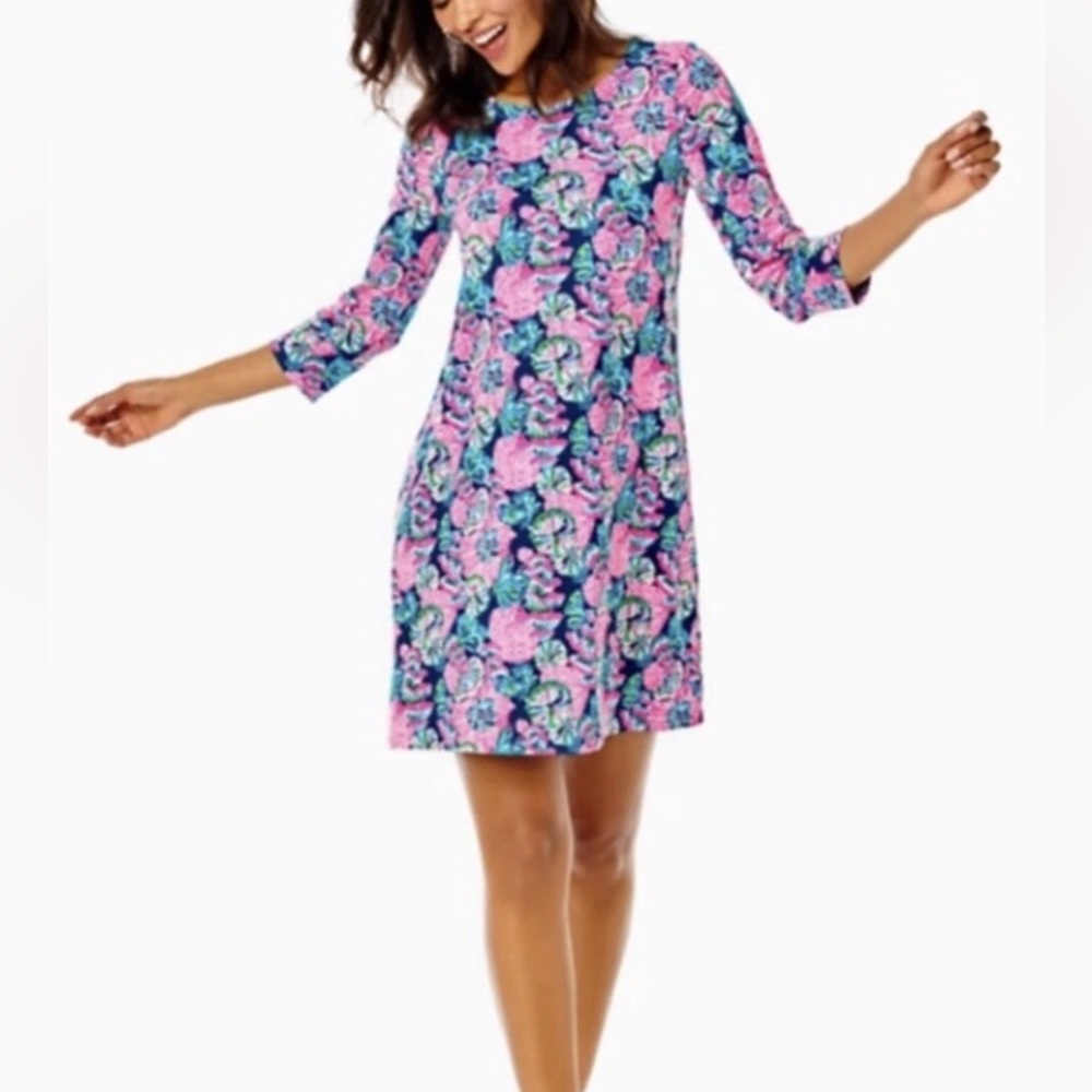 NWT Lilly Pulitzer Solía UPF 50 Oyster Bay Navy Shroom with a View Small S Dress